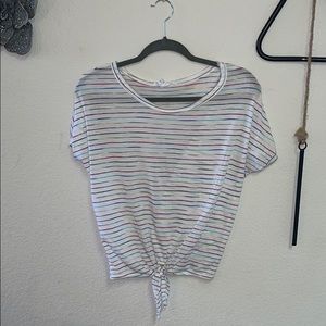 Stripe Tie Front Top